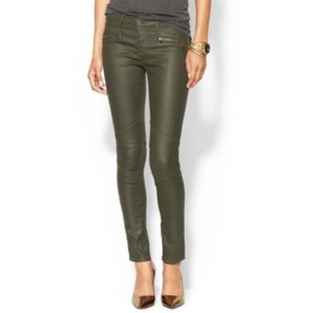 AG waxed Moto legging jean army green